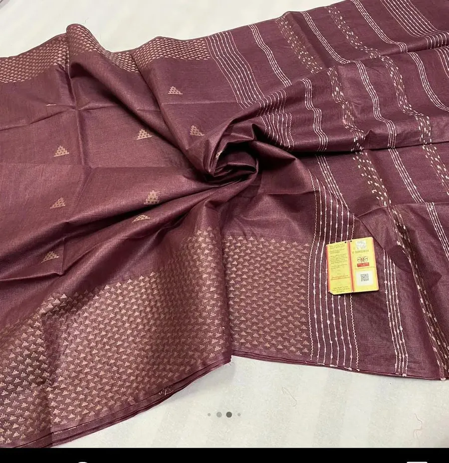 Regal Silk Ensemble with Copper Zari Boota & Fancy Stripes – Timeless Ethnic Charm